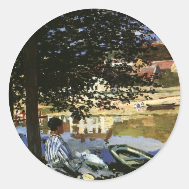 The Bank of the Seine, Bennecourt by Claude Monet Classic Round Sticker (Front)