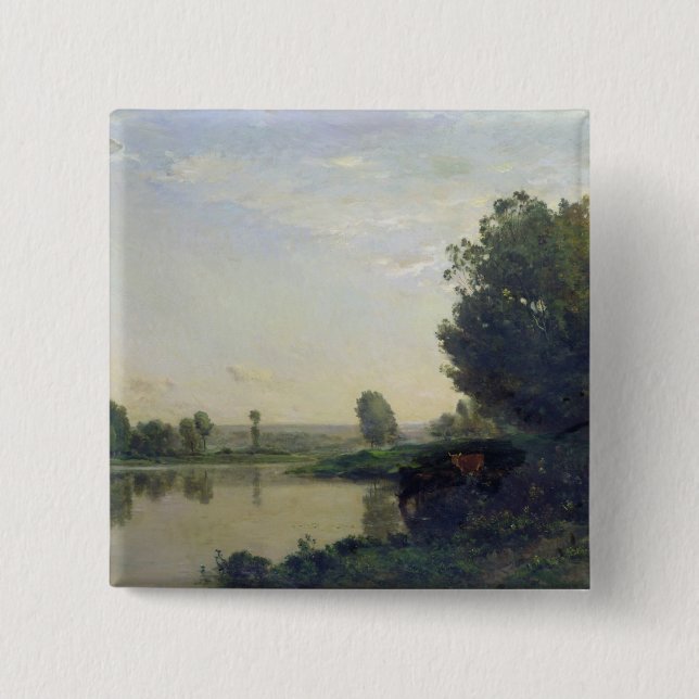 The Banks of the Oise, Morning, 1866 Pinback Button (Front)