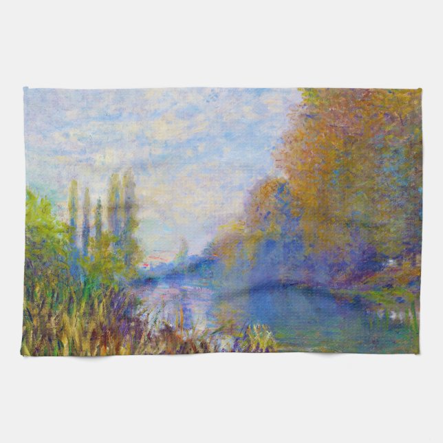 The Banks of The Seine in Autumn Claude Monet Kitchen Towel (Horizontal)