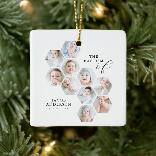 The Baptism  Modern 10 Photo Collage Ceramic Ornament (Tree)