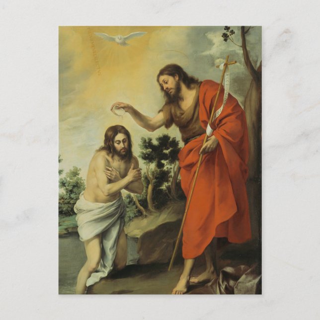 The Baptism of Christ by Bartolome Esteban Murillo Postcard (Front)