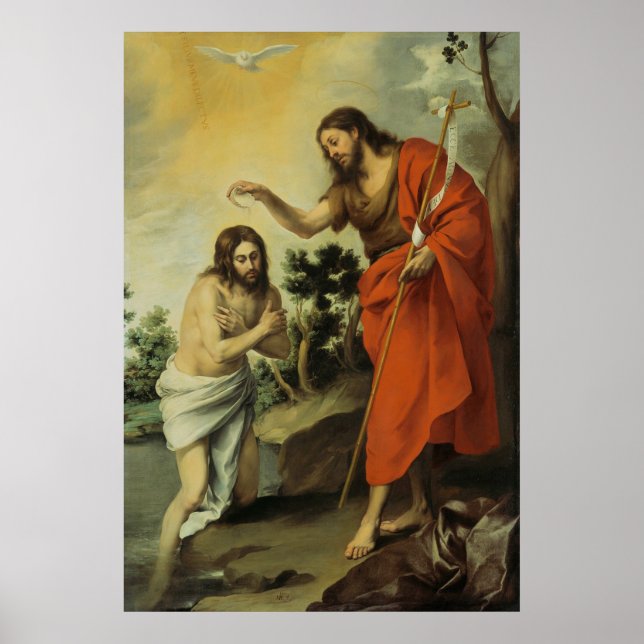 The Baptism of Christ by Bartolome Esteban Murillo Poster (Front)