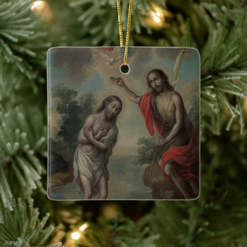 The Baptism of Christ by Nicols Enrquez Ceramic Ornament