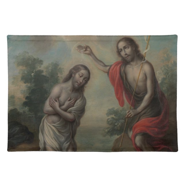 The Baptism of Christ by Nicolás Enríquez Cloth Placemat (Front)