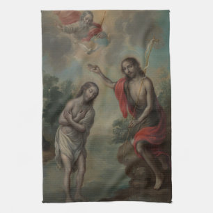 The Baptism of Christ by Nicolás Enríquez Kitchen Towel