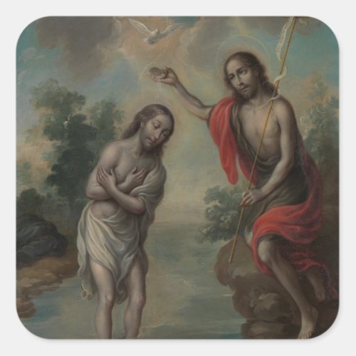 The Baptism of Christ by Nicols Enrquez Square Sticker