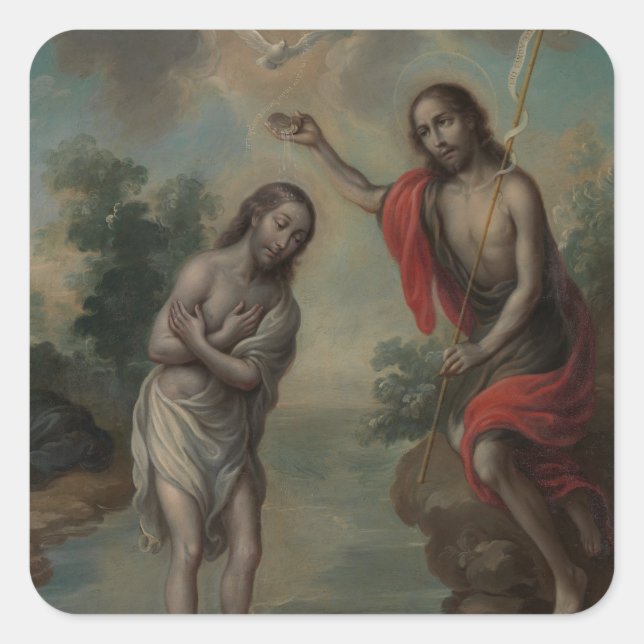 The Baptism of Christ by Nicolás Enríquez Square Sticker (Front)