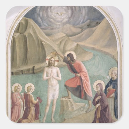 The Baptism of Christ c1438_45 fresco Square Sticker