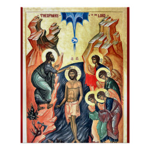 The Baptism of Christ Orthodox Christian Icon Poster