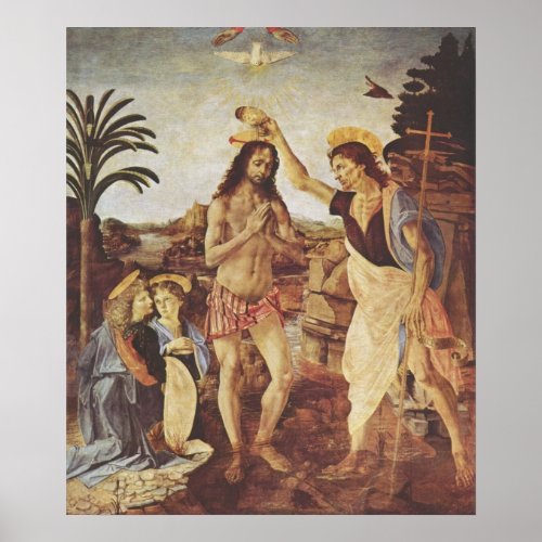 The Baptism of Christ Verrocchio Poster