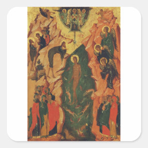 The Baptism of Jesus Christ Byzantine icon Square Sticker
