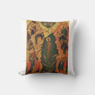 The Baptism of Jesus Christ Byzantine icon Throw Pillow