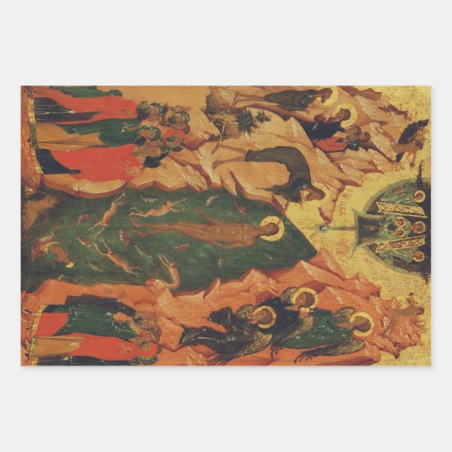 The Baptism of Jesus Christ Byzantine icon Wrapping Paper Sheets (Front)