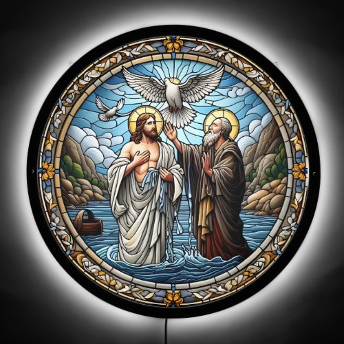  The Baptism of Jesus Stained Glass LED Sign