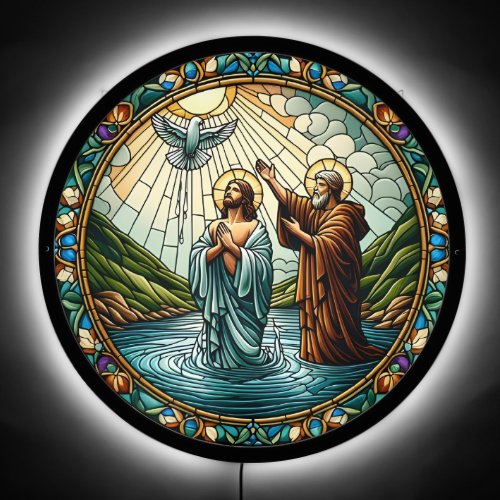 The Baptism of Jesus Stained Glass LED Sign