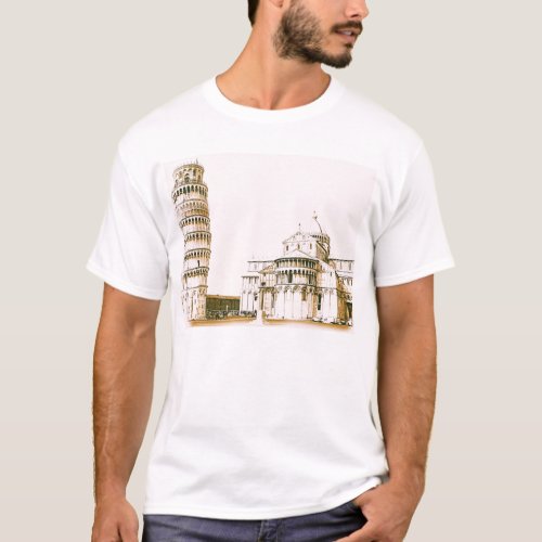 The Baptistry of St John and Leaning Tower Of Pisa T_Shirt