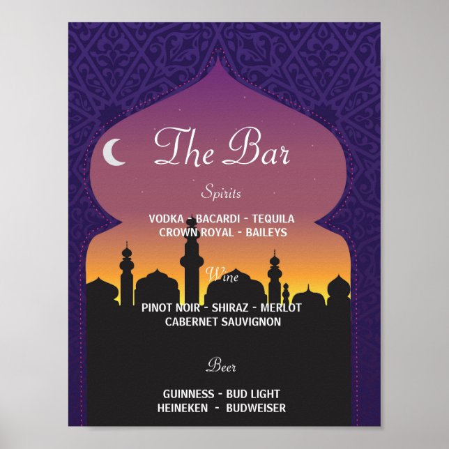 The Bar Arabian Party Sign Wedding Reception (Front)