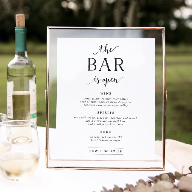 The Bar Is Open | Wedding Bar Menu Sign (Creator Uploaded)
