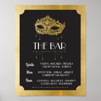 The Bar Masquerade Poster Sign Wedding Reception by WOWWOWMEOW at Zazzle