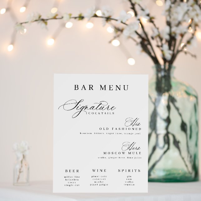 The Bar Menu Signature His and Her Cocktails Foam Board (In Situ (Wedding))