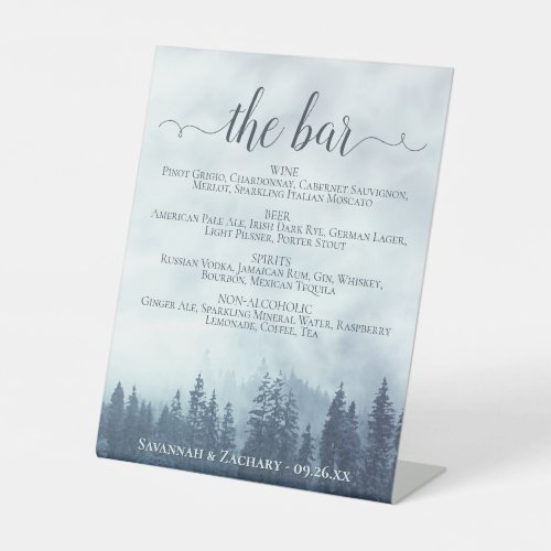 The Bar _ Misty Blue Pines Drinks Menu Wedding Pedestal Sign