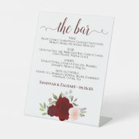 The Bar - Red & Pink Roses Drinks Menu Wedding