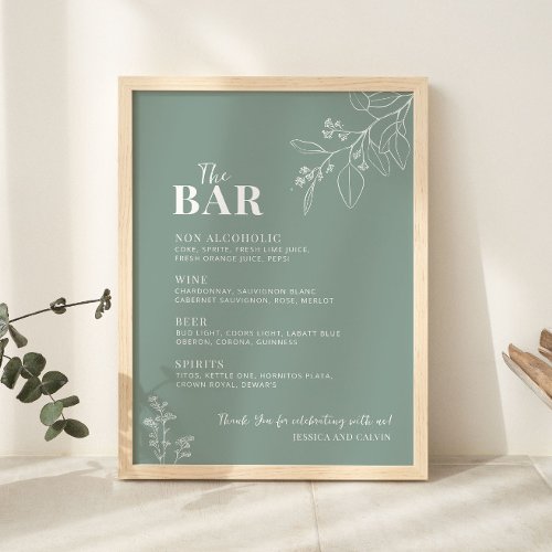 The Bar Sage Green Wedding Sign