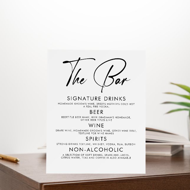 The Bar Sign Modern Stylish Typography Drinks Menu (In Situ (Office))