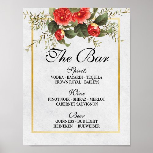 The Bar Wedding Red Gold Christmas Festive Poster