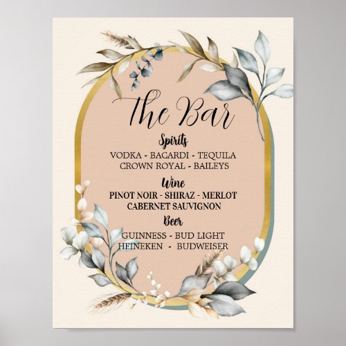 The Bar Wedding Romantics Neutrals Leaves Poster