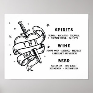 The Bar Wedding Traditional Tattoo Heart Rock Poster