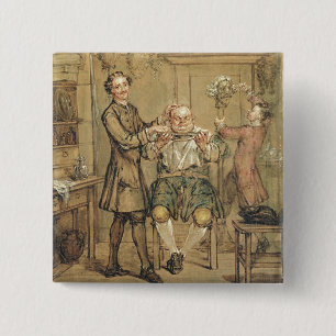 The Barber, c.1760-69 (oil on canvas) Pinback Button