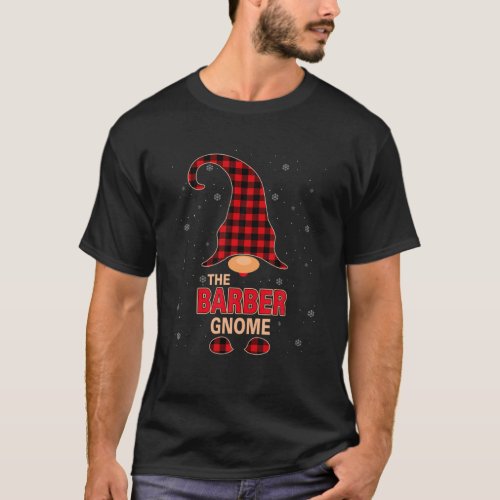 The Barber Gnome Christmas Red Buffalo Plaid Pajam T_Shirt