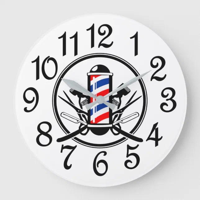 The Barber Shop Large Clock Zazzle