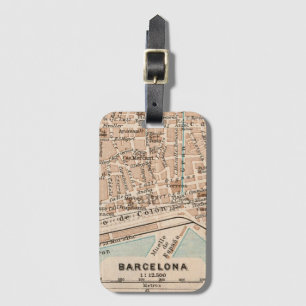 The Barcelona Vintage Map  Luggage Tag