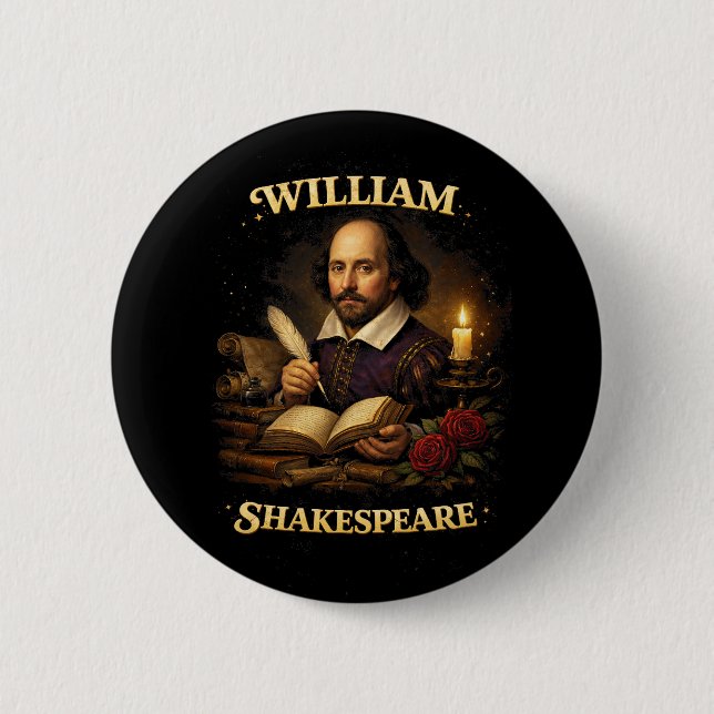 The Bard by Candlelight Button (Front)