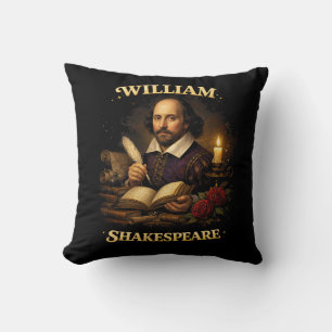 The Bard by Candlelight Throw Pillow