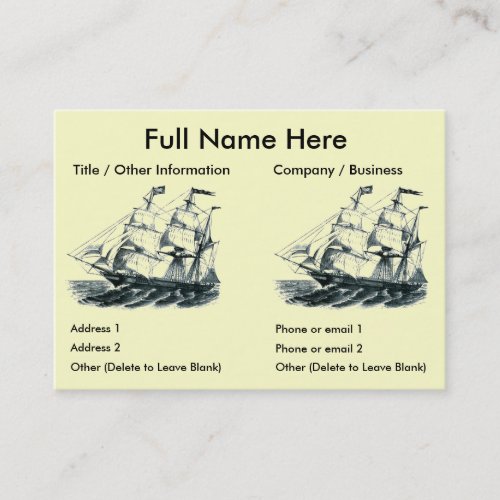 The Bark "Florida" Sailing Ship Bookmark Business Card Templates