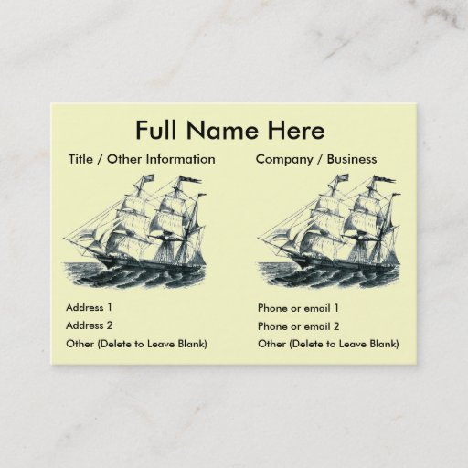 Customizable The Bark "Florida" Sailing Ship Bookmark Business Card Templates