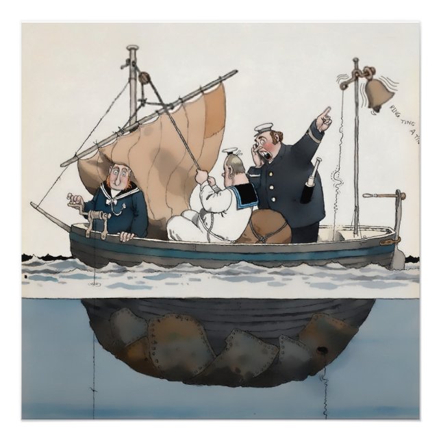 “The Barnacle Bell” by W Heath Robinson Photo Print (Front)