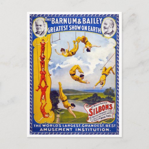 The Barnum  Bailey 1896 Vintage Poster Restored Postcard