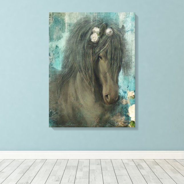 The Baroque Friesian - Wrapped Canvas Print (Insitu(Wood Floor))