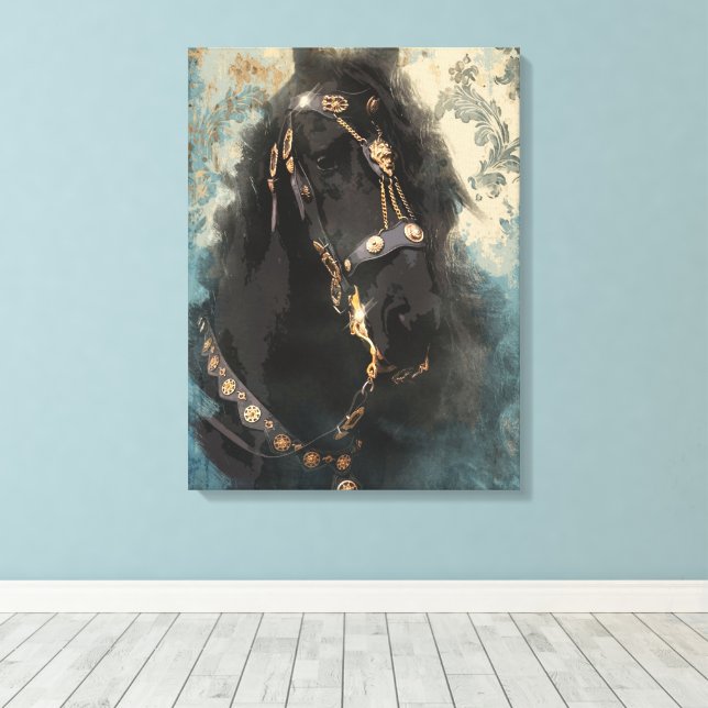 The Baroque Friesian - Wrapped Canvas Print (Insitu(Wood Floor))