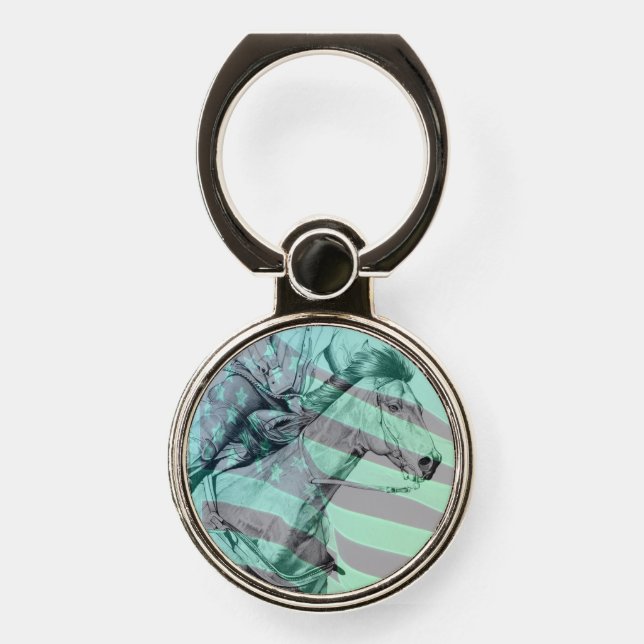 The Barrel Racer (Am. Flag) Phone Ring Stand (Front)