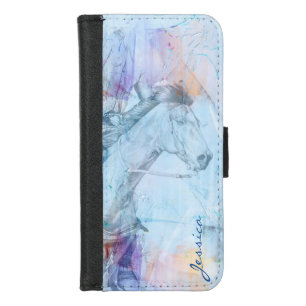 The Barrel Racer (blue abstract paint) iPhone 8/7 Wallet Case