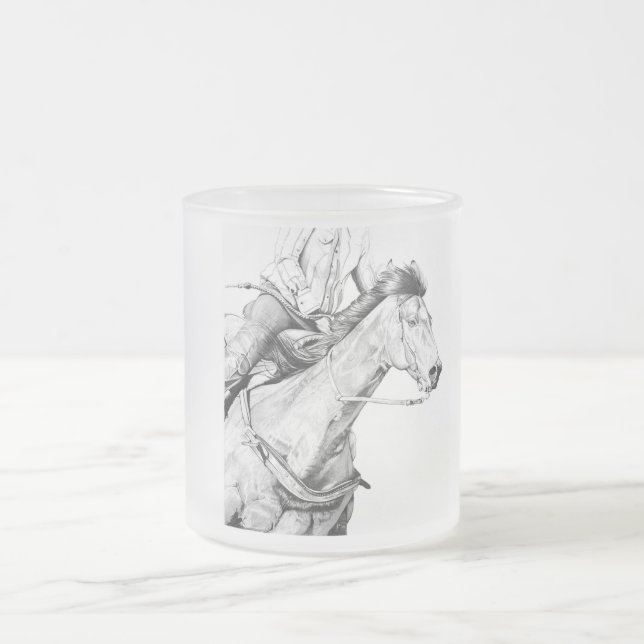 The Barrel Racer Frosted Glass Coffee Mug (Center)