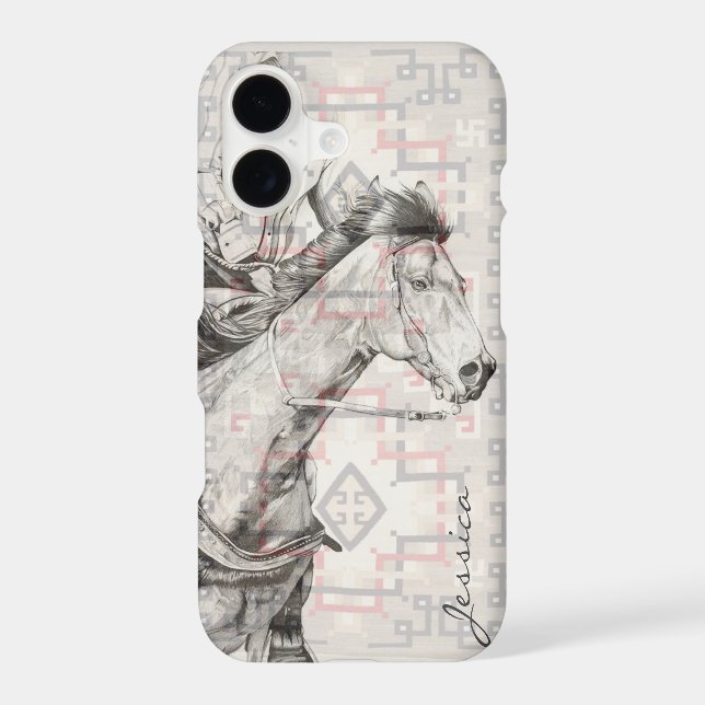 The Barrel Racer (navajo pattern) Iphone Case (Back)