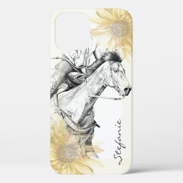 The Barrel Racer (sunflowers) iPhone 12 Case (Back)