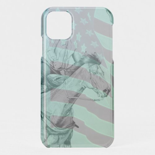 The Barrel Racer w American Flag iPhone 11 Case