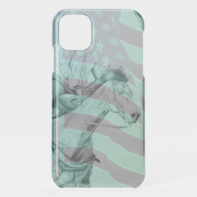 The Barrel Racer (w/ American Flag) Uncommon iPhone Case (Back)